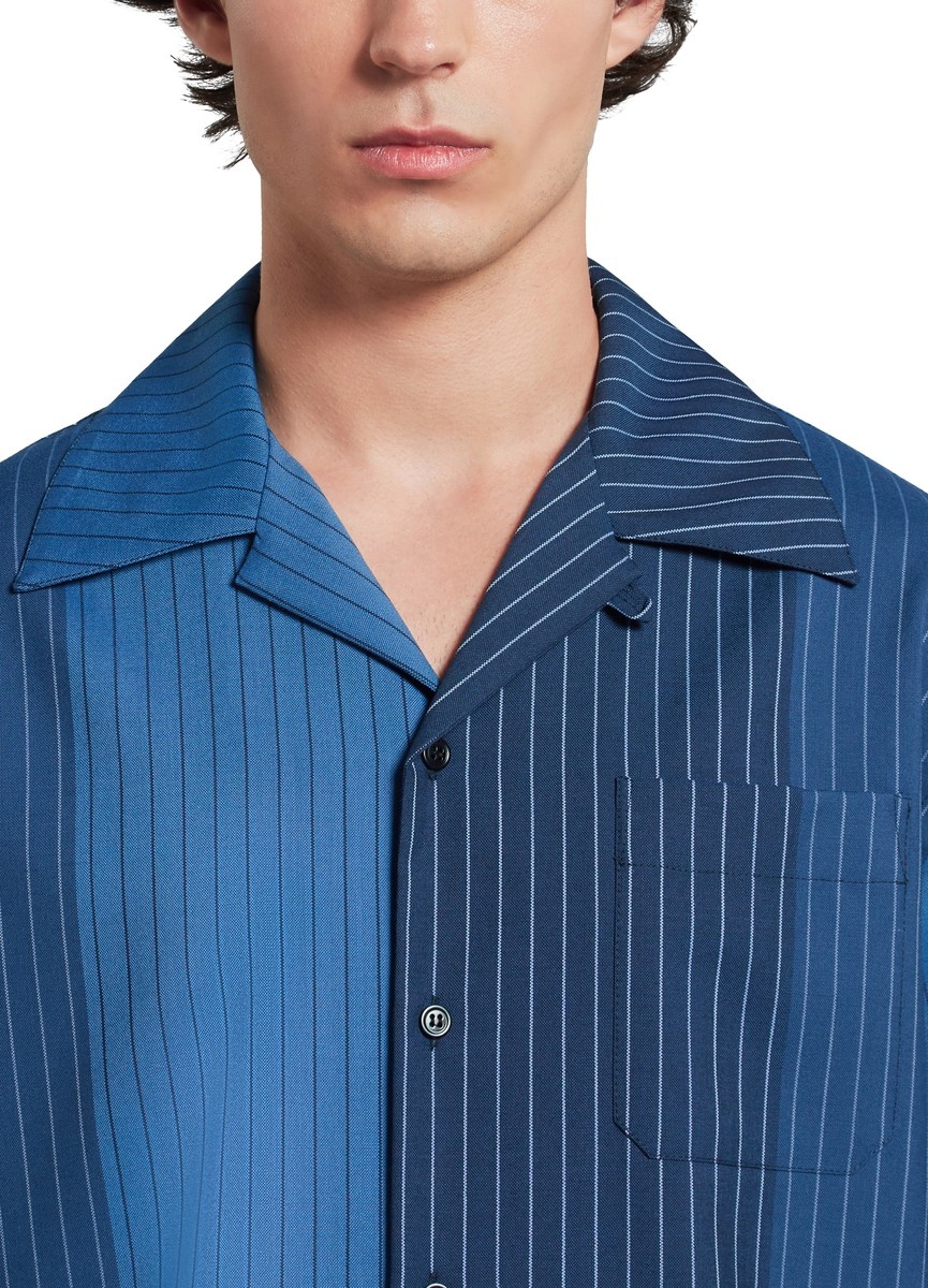 Dégradé Pinstripe Wool Bowling Shirt - 4