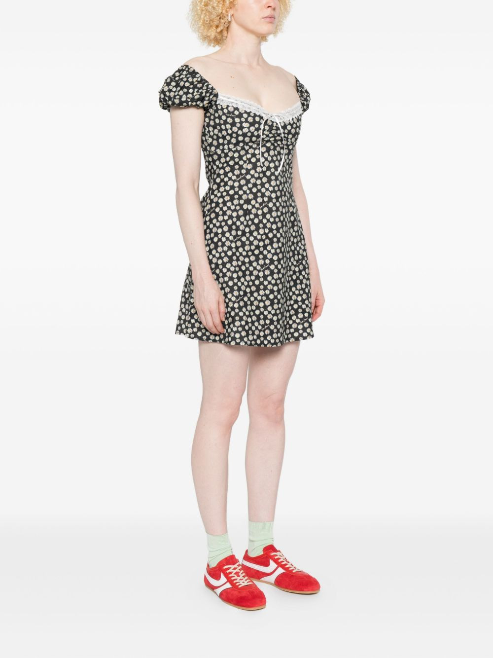 Ditsy Daisy puff-sleeve floral mini dress - 3