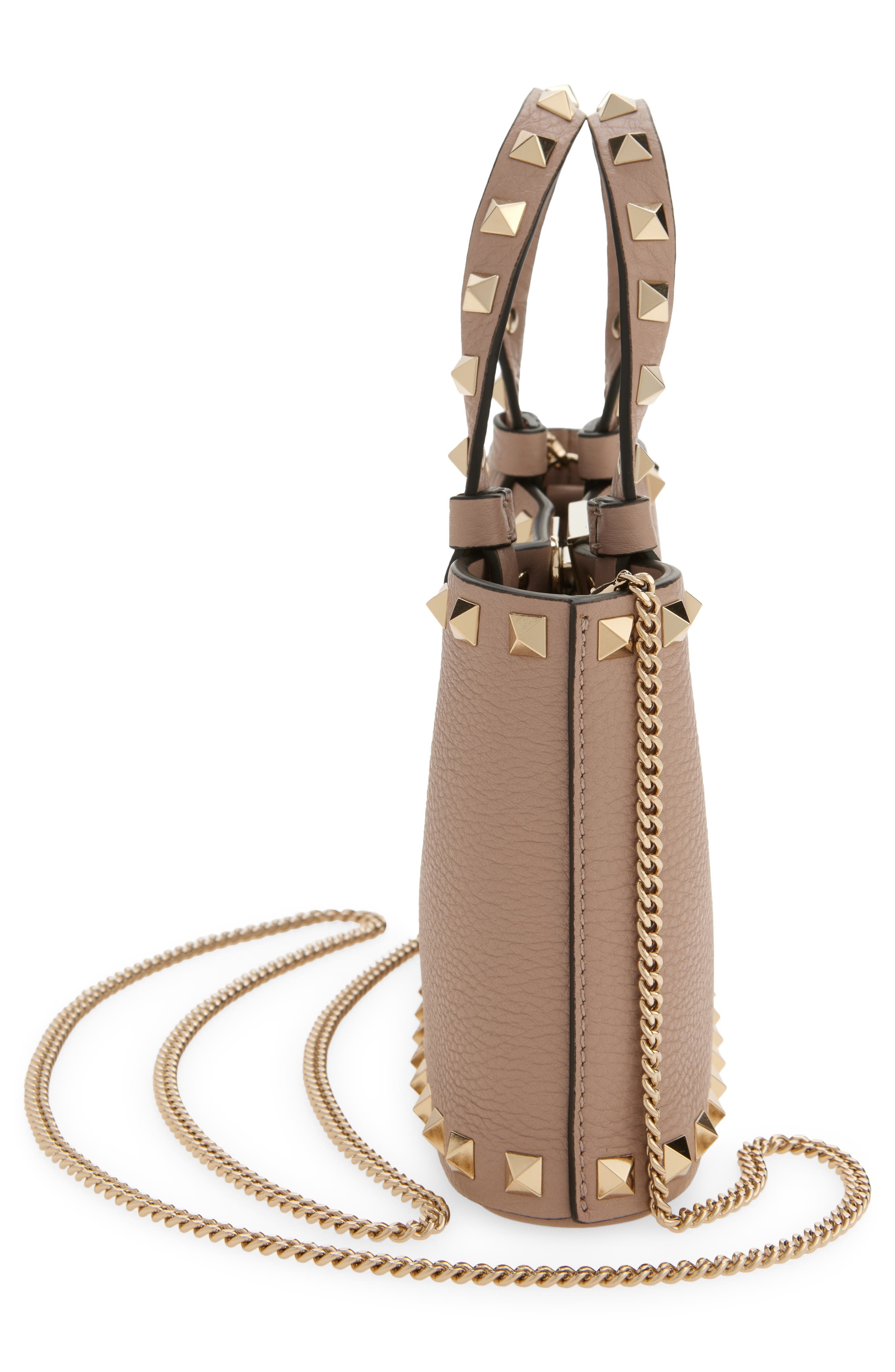 Valentino Garavani Mini Rockstud Leather Top Handle Bag in Poudre at Nordstrom - 7