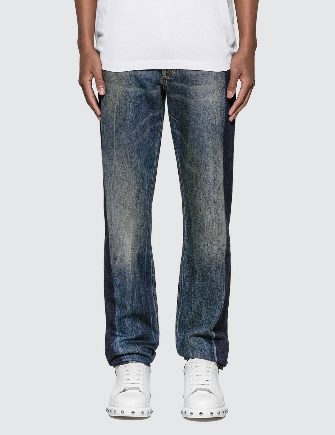 Side Tape Straight Leg Jeans - 1