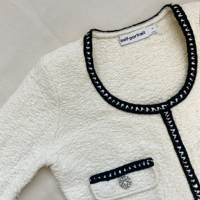 Ivory Tape Knit Cardigan 4