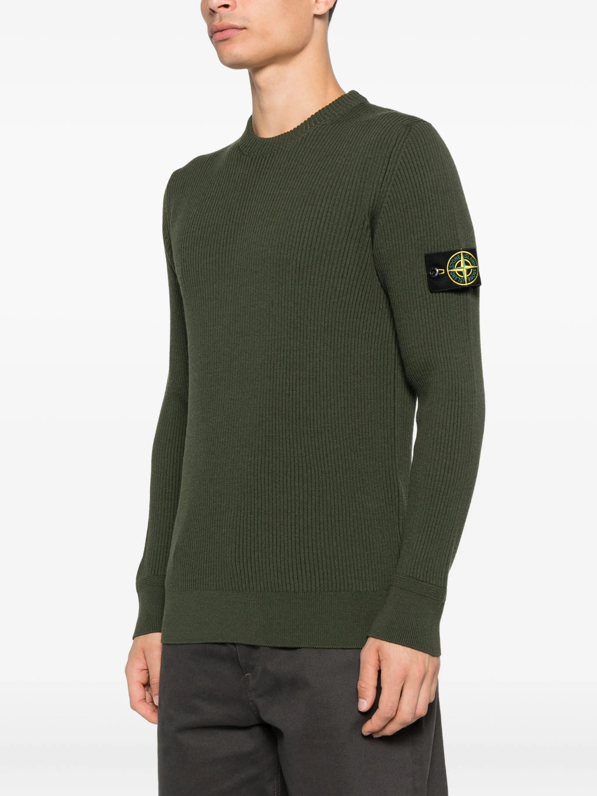 Stone Island 5100053 Ribbed-knit Crew-neck Sweater - 5