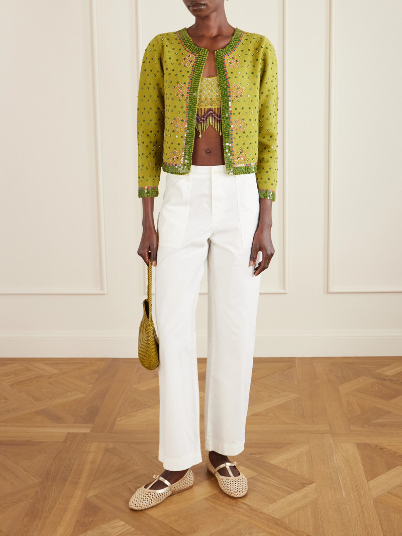 BODE Fairy Floss Cropped Embellished Wool And Cashmere-blend Cardigan outlook