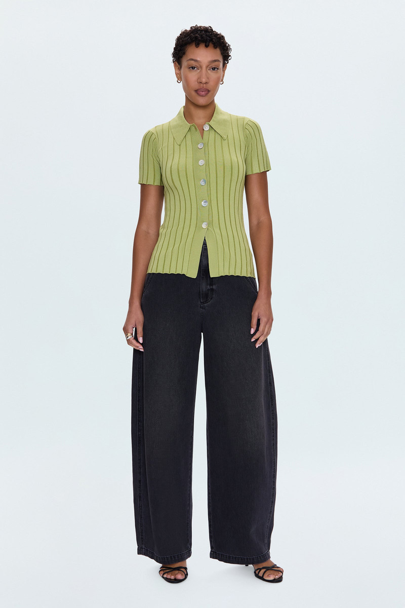 DOMINIQUE RIBBED CARDIGAN - SOFT LIME 7