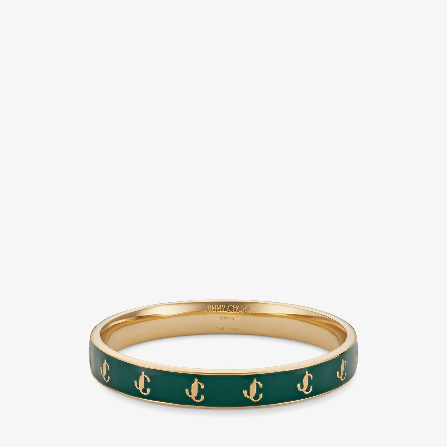 JC Enamel Bangle
Gold-Finish Metal and Emerald Enamel JC Bangle - 1