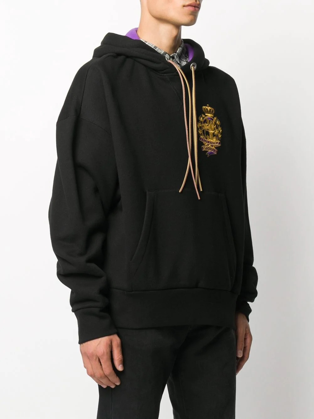 embroidered logo print hoodie - 3