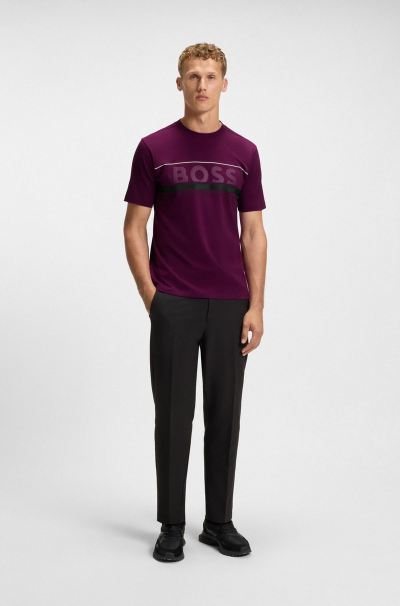 BOSS COTTON-JERSEY T-SHIRT WITH STRIPES AND LOGO outlook