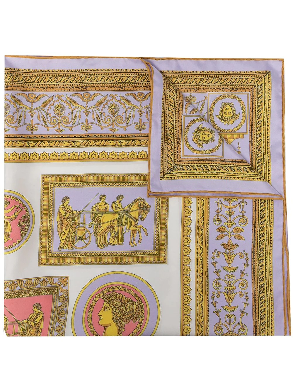 baroque-pattern silk scarf - 1