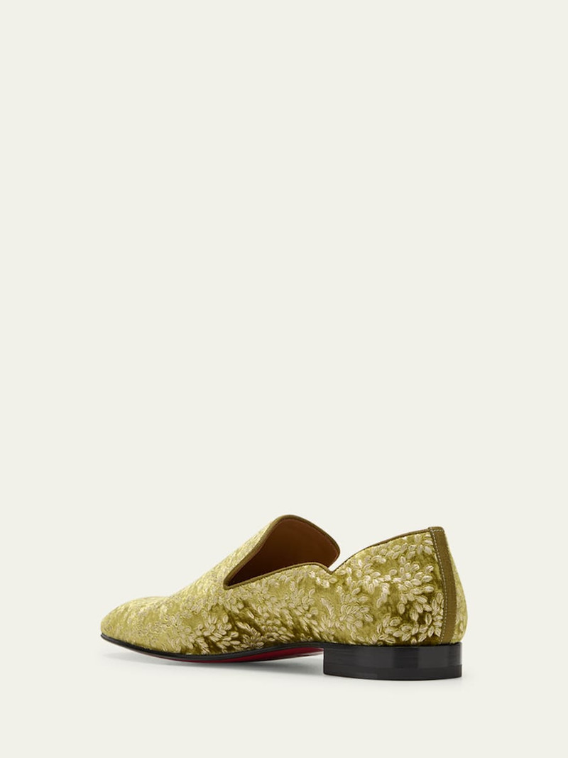 Christian Louboutin Men's Dandy Chick Embroidered Velvet Loafers outlook