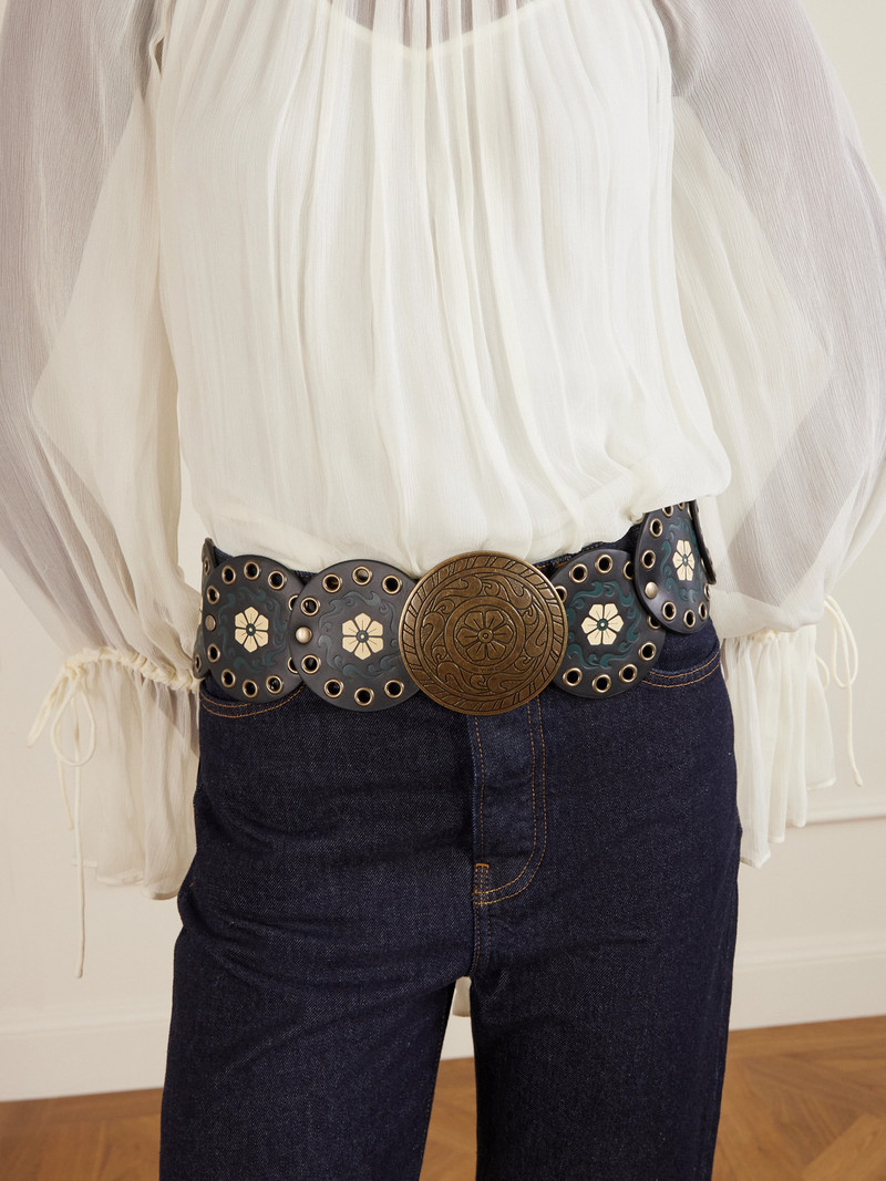 Etro Studded Eyelet-embellished Debossed Leather Belt outlook