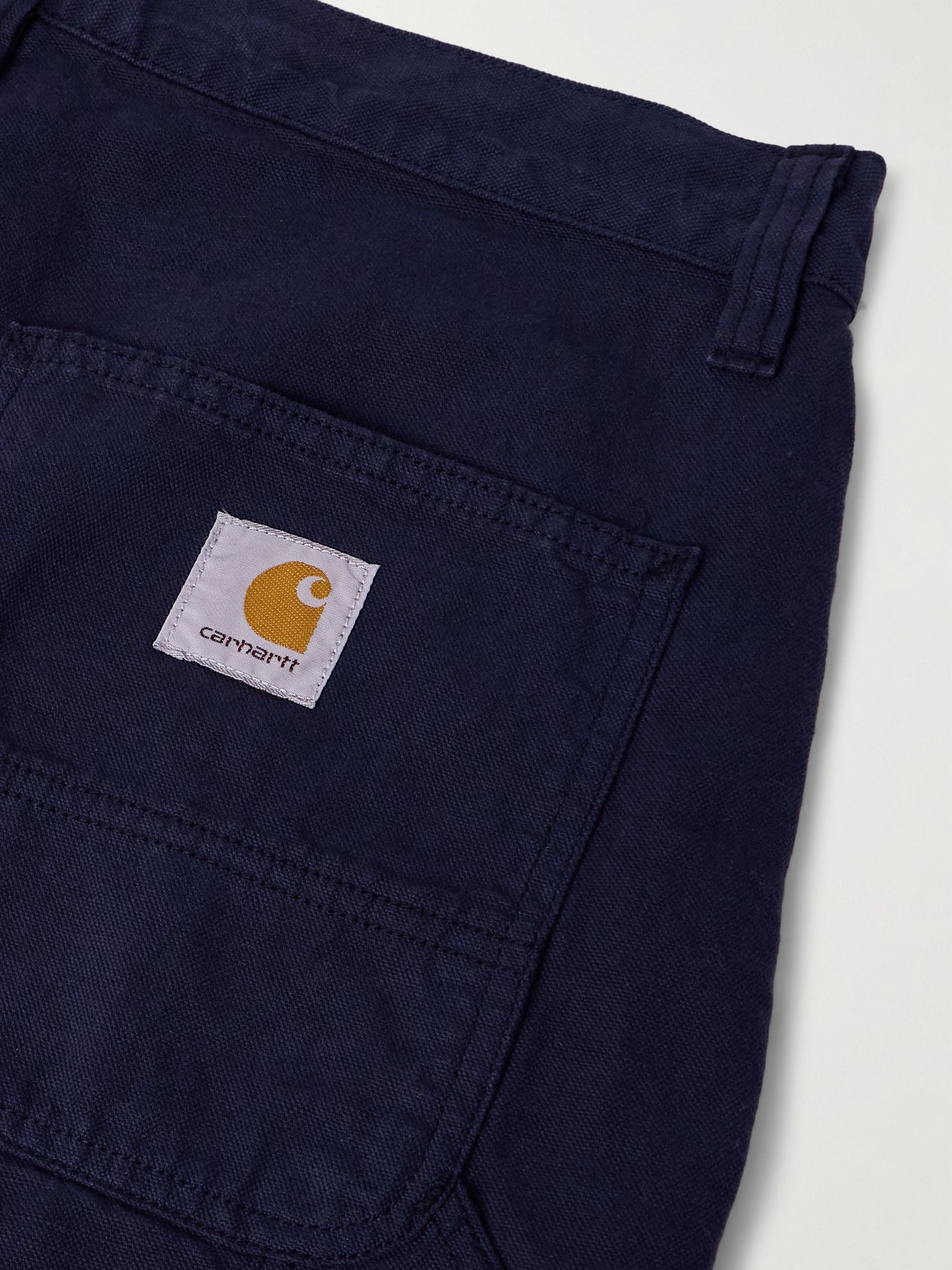 Walter Single Knee Wide-Leg Cotton and Linen-Blend Canvas Shorts Navy - 5