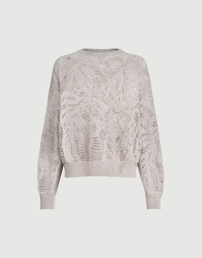 Dazzling water lillies sweater in linen and cotton 1