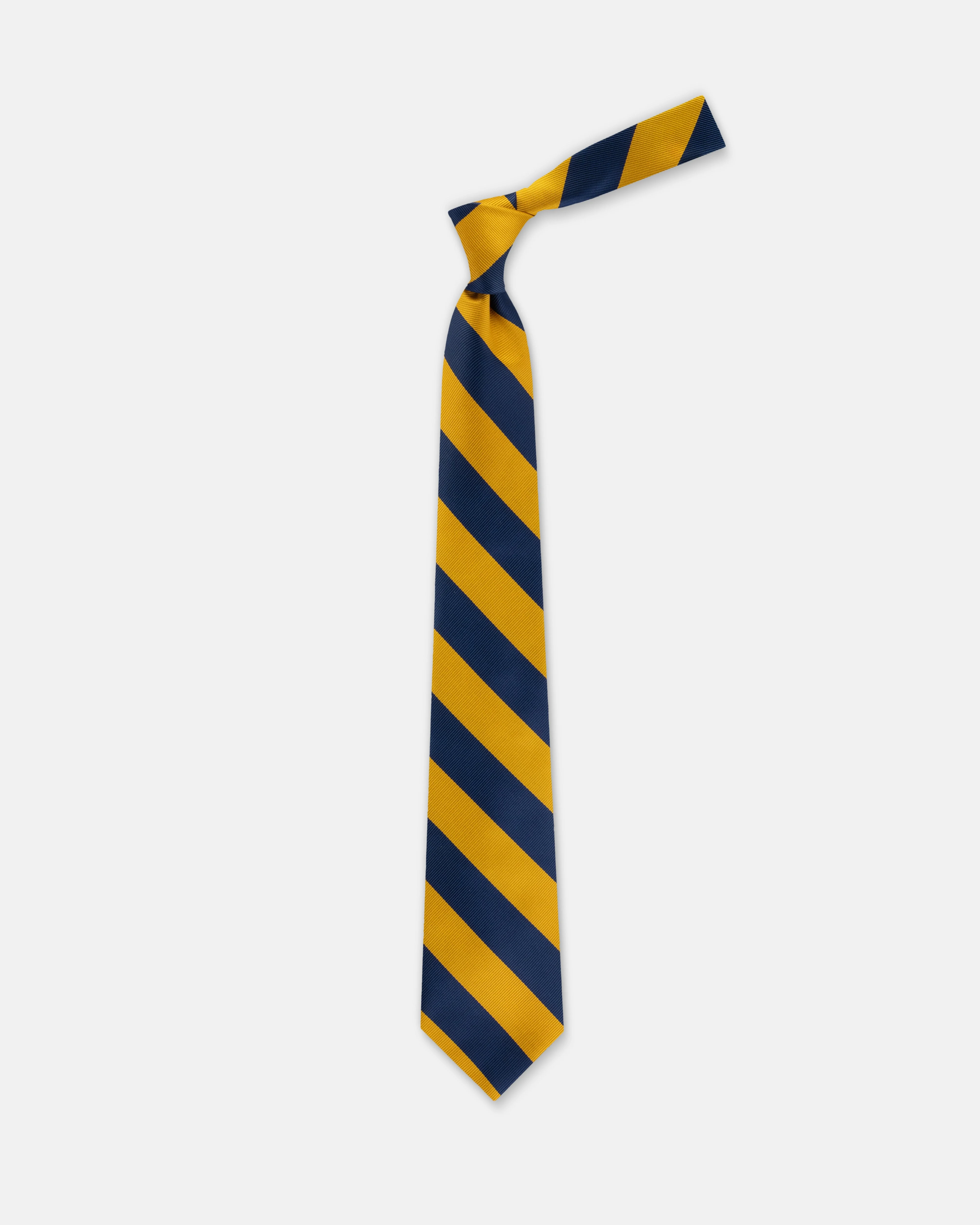 MADE-IN-USA NAVY & YELLOW GUARD STRIPE SILK REPP TIE - 1