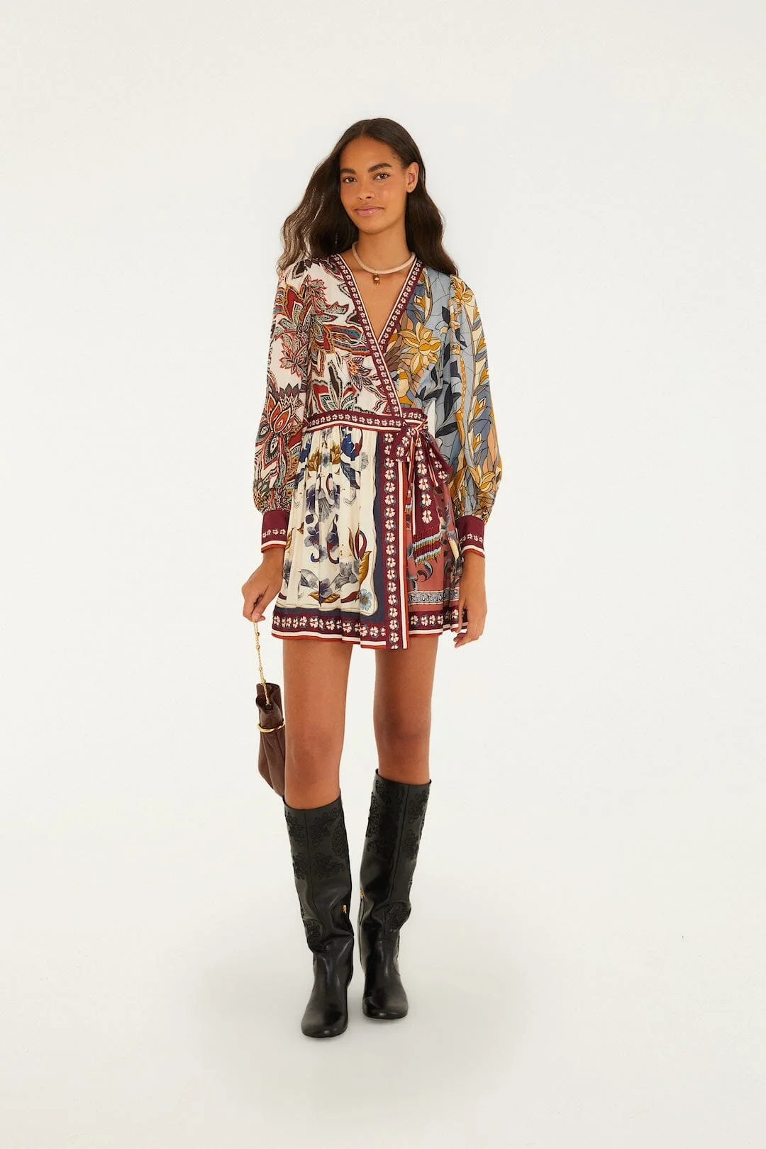 Stained Glass Beauty Mixed Scarves Tassels Mini Dress - 1