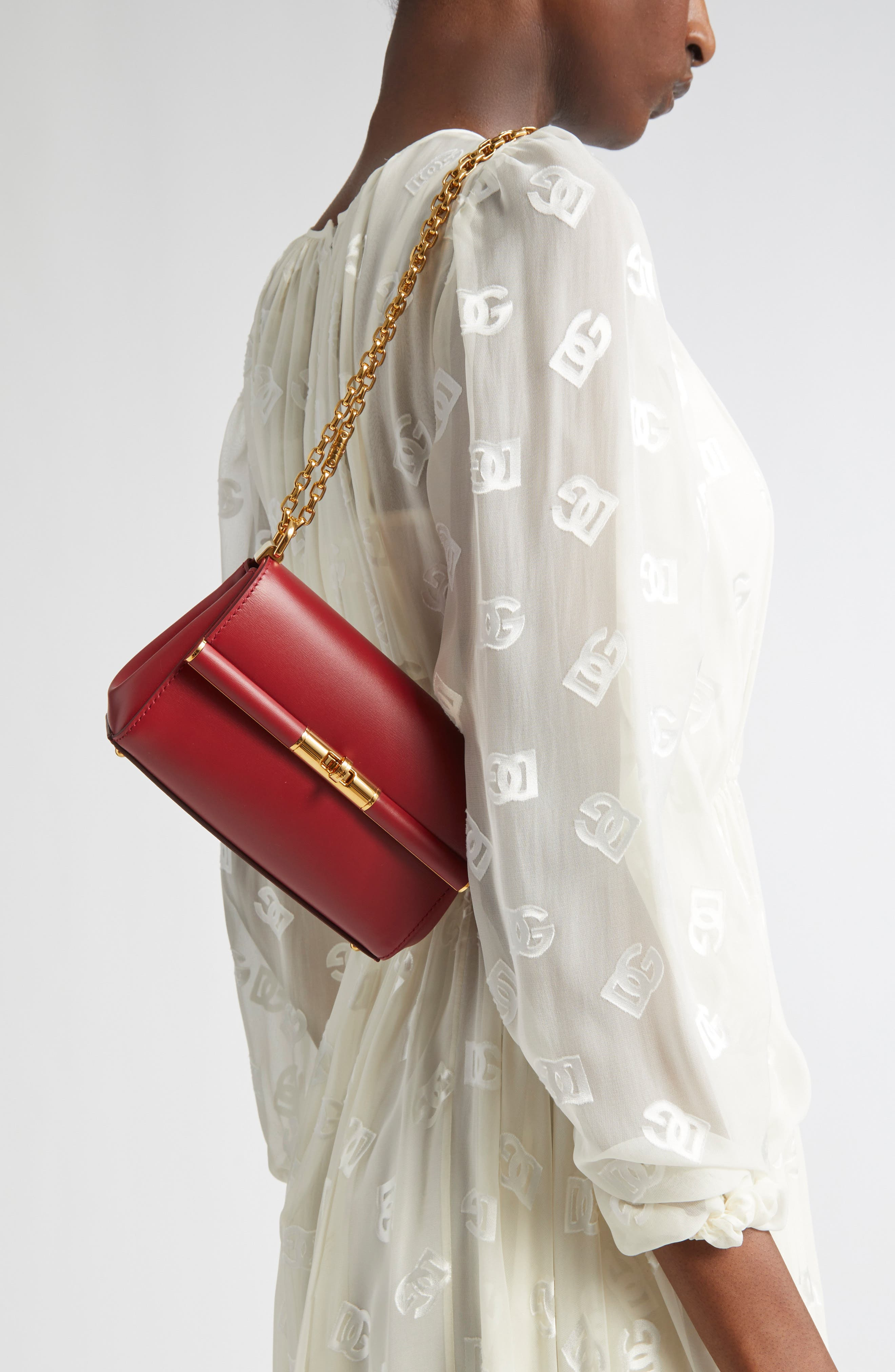 Dolce&Gabbana Marlene Chain Strap Shoulder Bag in Tono Rosso Scuro at Nordstrom - 3