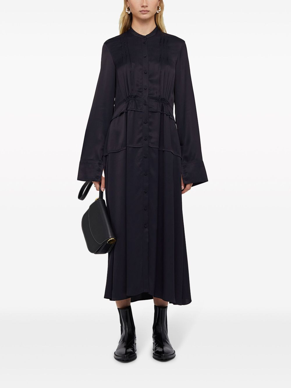 band-collar midi shirtdress - 2