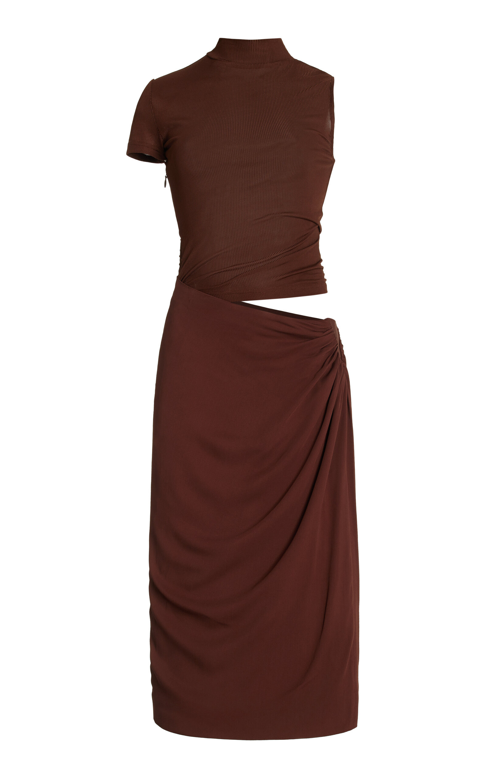 Fusion Asymmetric Cutout Midi Dress brown - 1