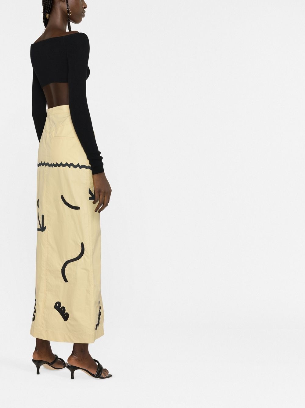 motif-print high-slit midi skirt - 3