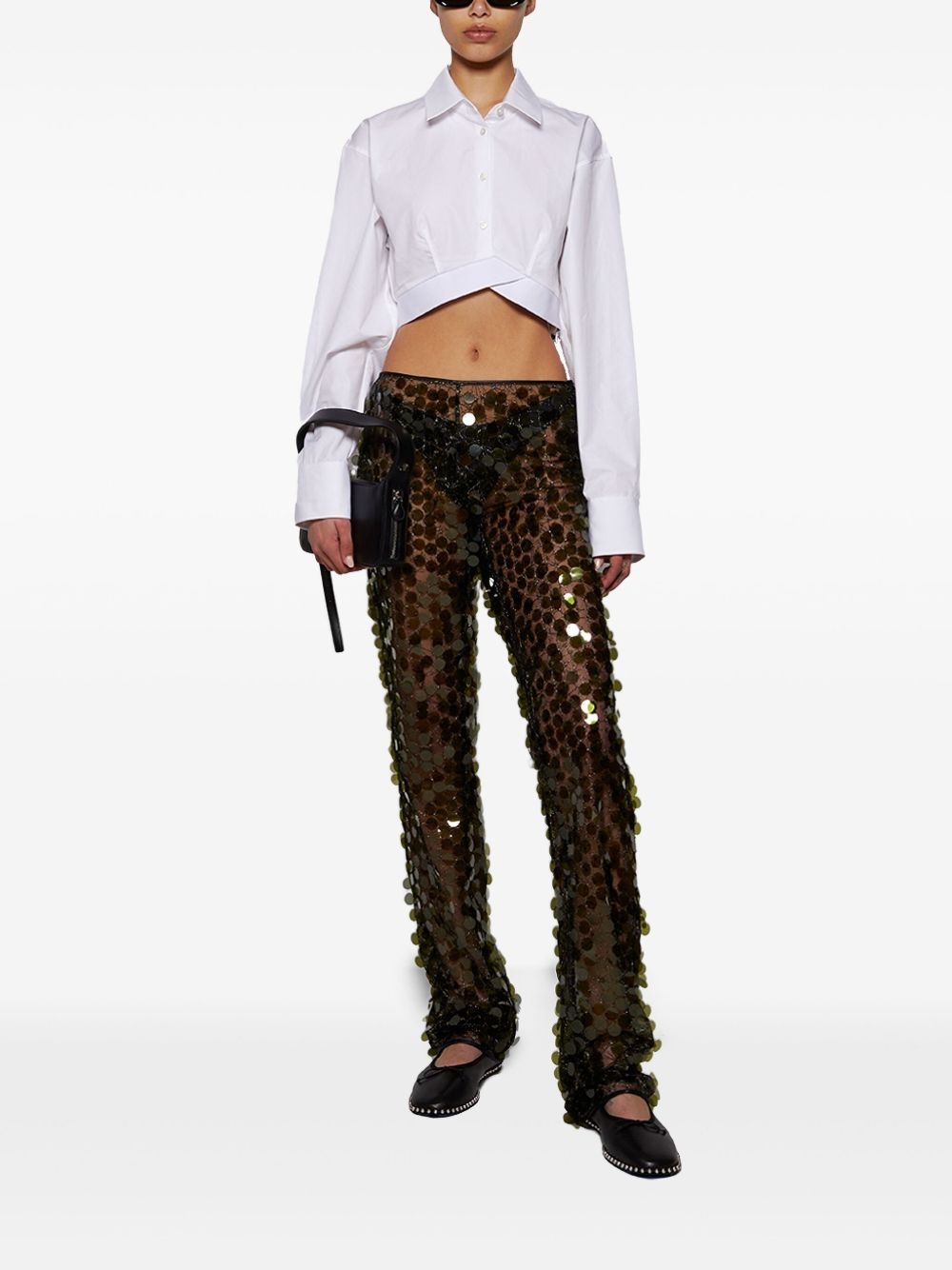 sequinned flared trousers - 2