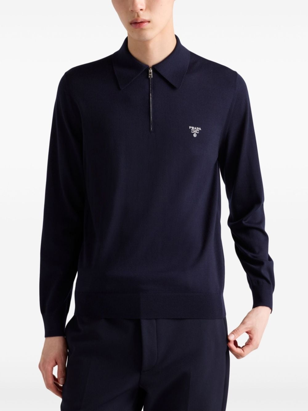 long-sleeve wool polo shirt - 3