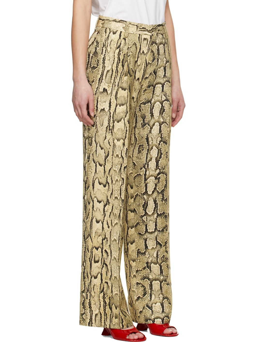 Beige Jacquard Trousers - 2