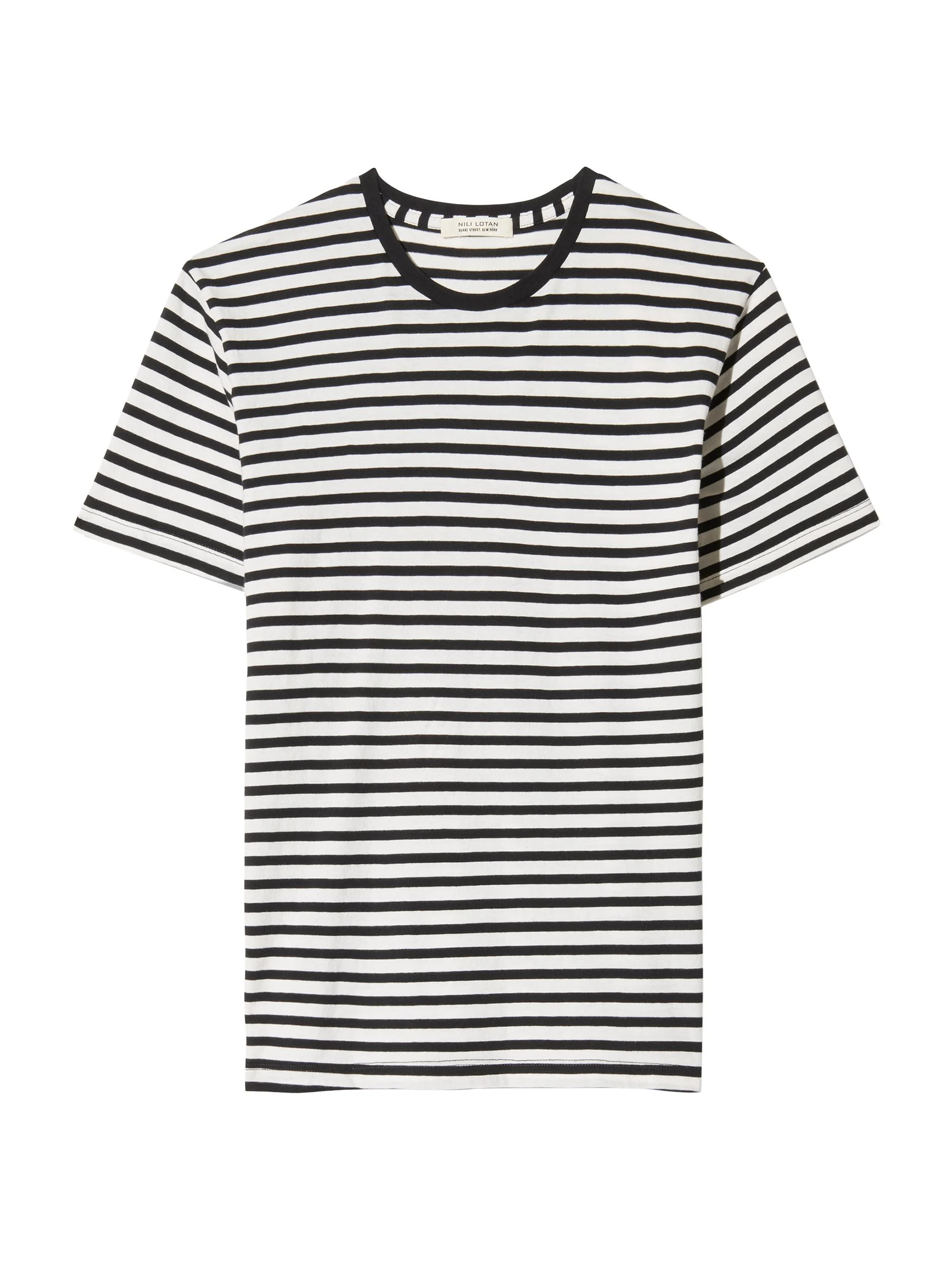 Men's Pierre Striped Cotton T-Shirt - Black Ivory Stripe - 1