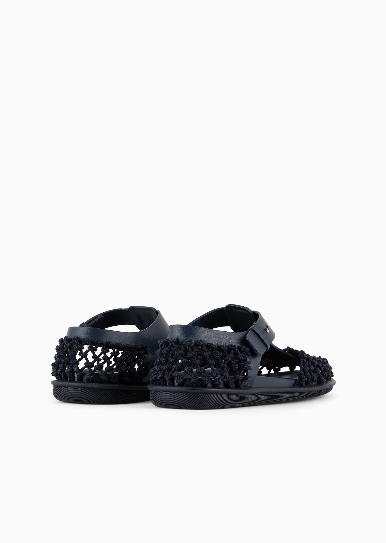 Braided leather and cotton sandals - 4