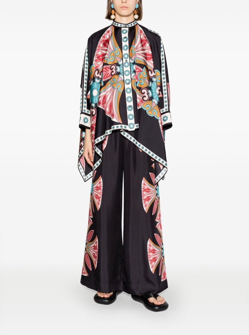 La DoubleJ lotus-print silk foulard shirt outlook