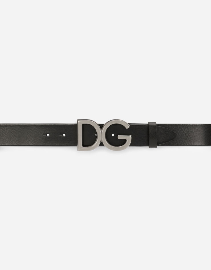 Tumbled leather belt with DG logo - 3