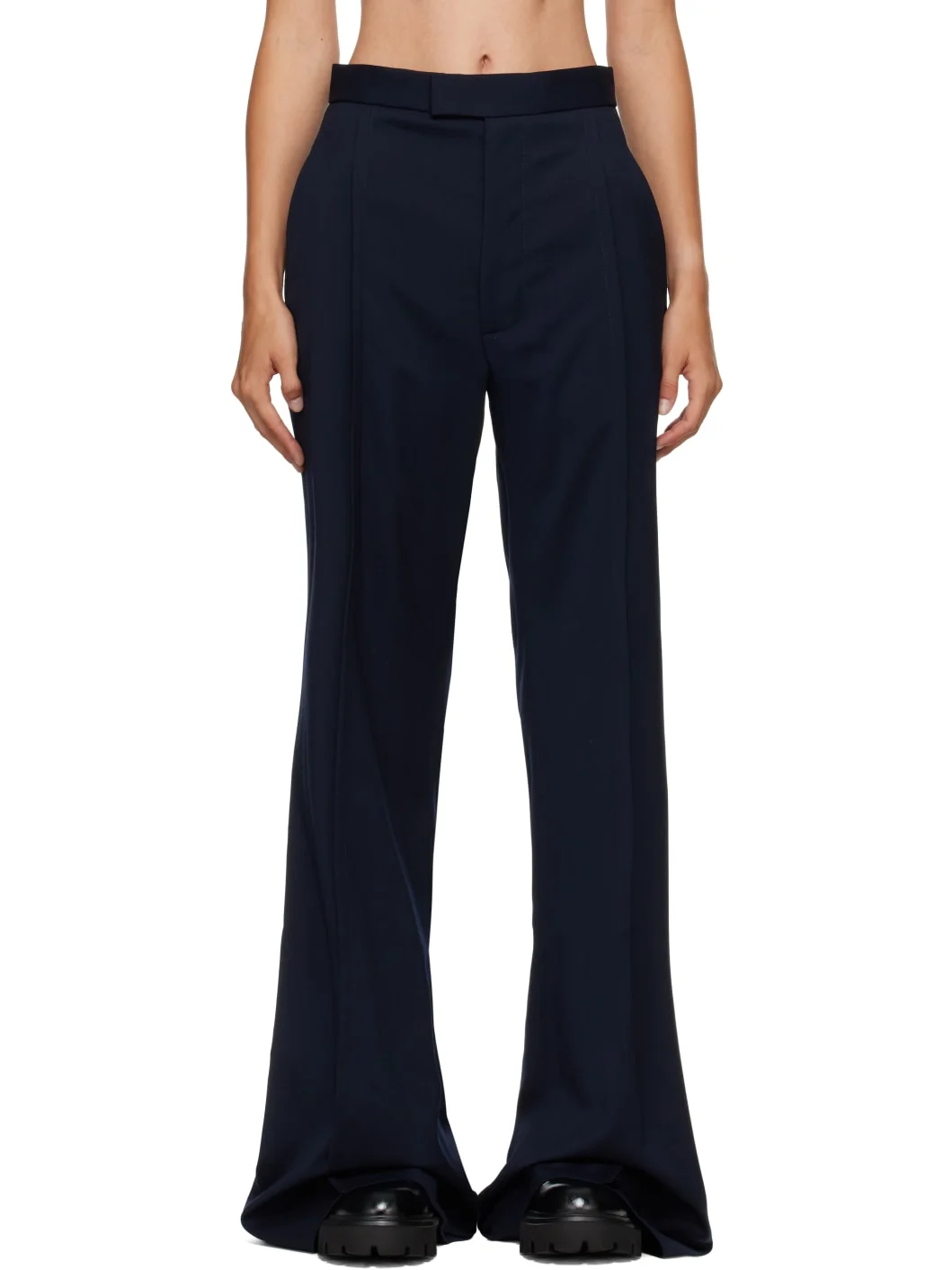 Navy Wide Leg Trousers - 1