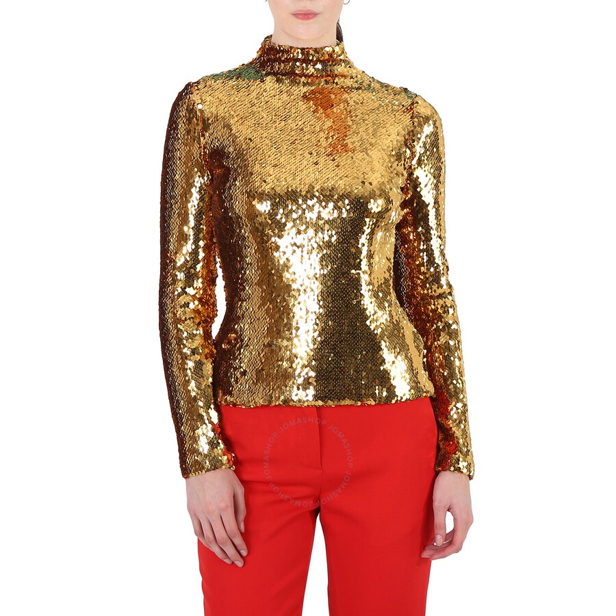 Burberry Ladies Gold Sequinned Turtleneck Top - 4