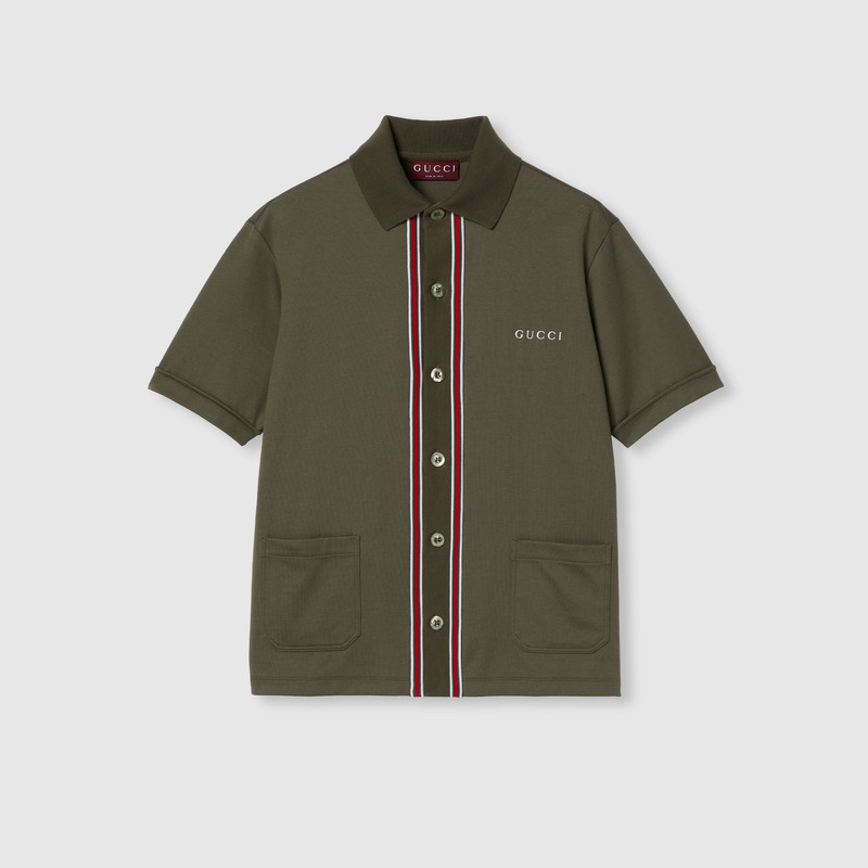 Cotton piquet polo shirt with embroidery 1