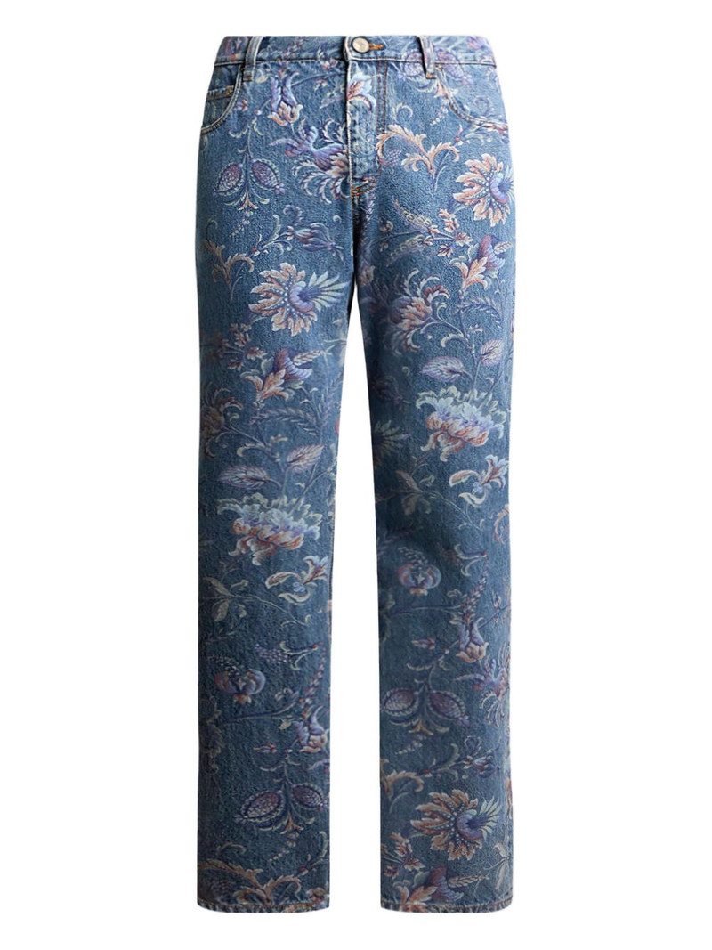 floral-motif jeans 1