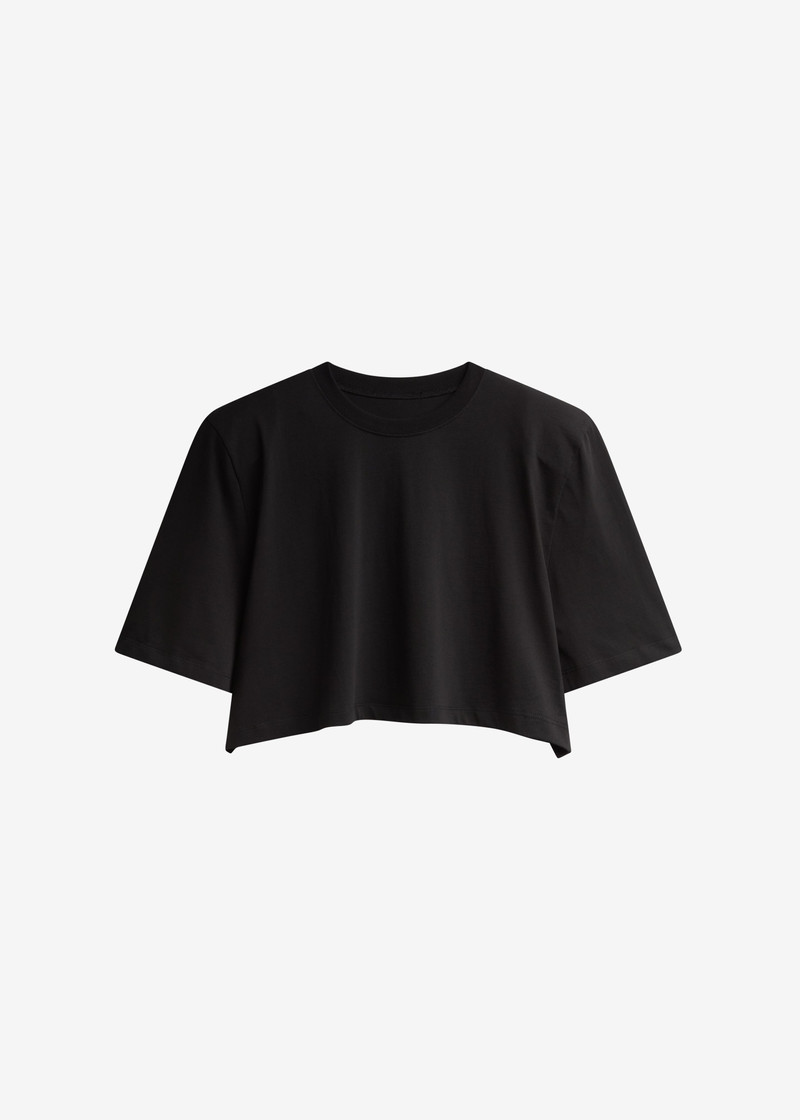 Kelan Padded Cropped Tee - Black 1
