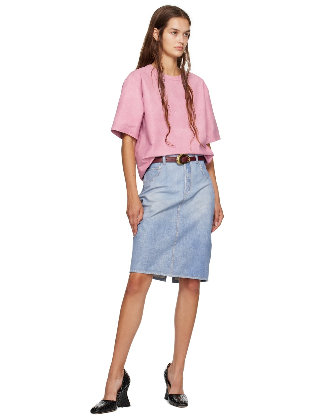 Pink Printed Leather T-Shirt - 4