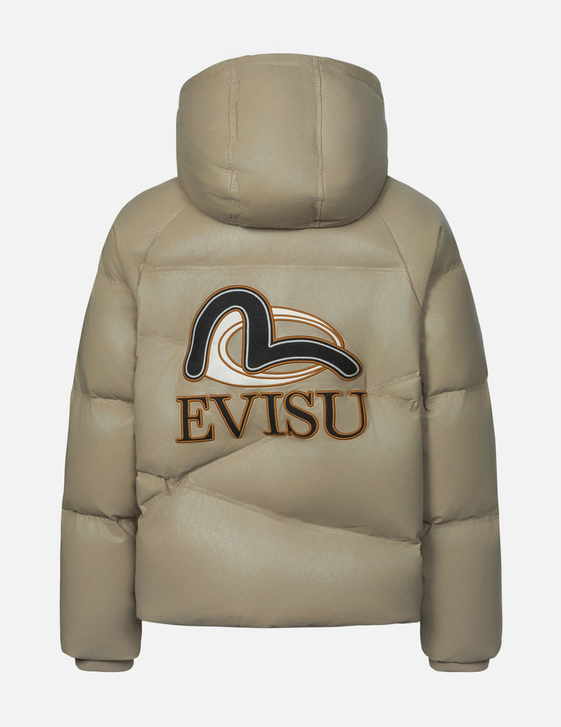 EVISU Logo and Seagull Applique Fashion Fit Down Jacket outlook