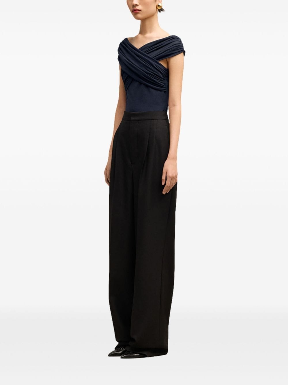 draped-design cotton-blend top - 3