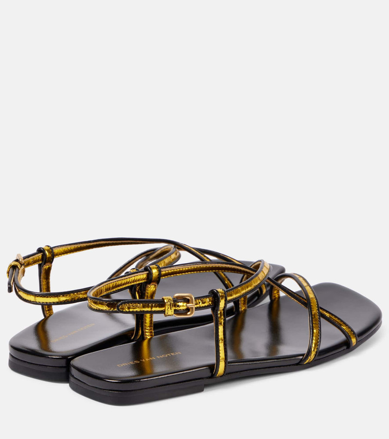 Dries Van Noten Metallic leather sandals outlook