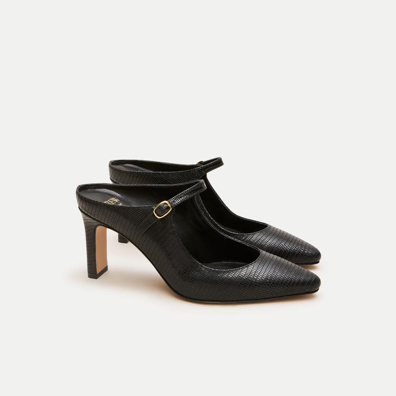 Mule pumps in lizard-embossed leather 1