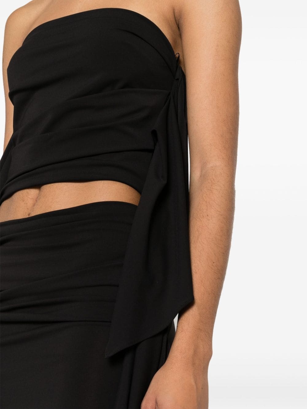 strapless draped crop top - 5