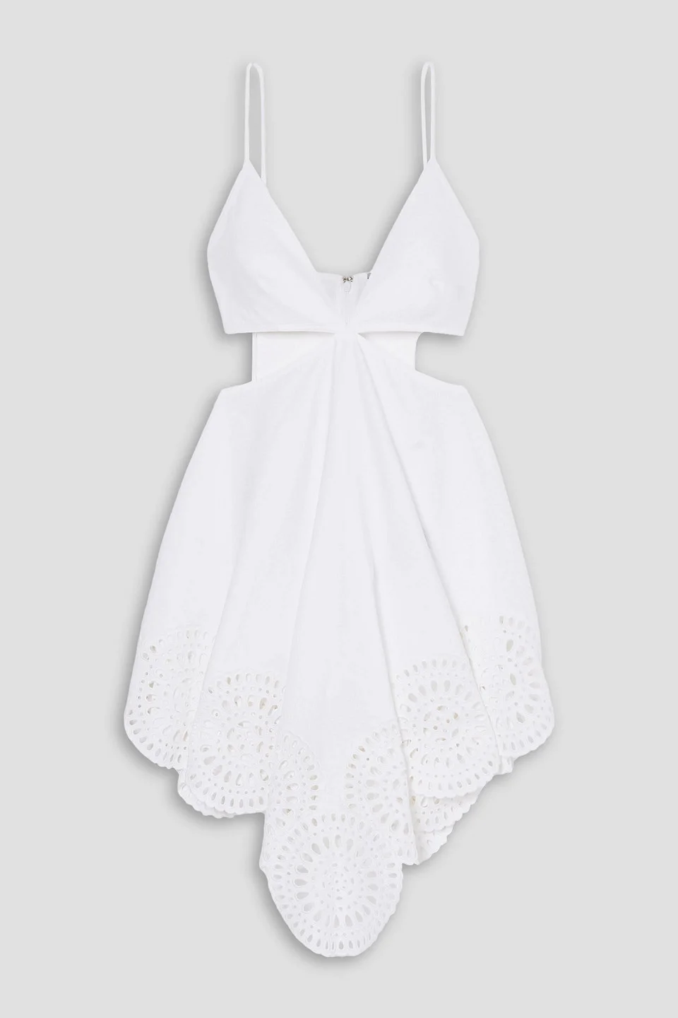 Cutout asymmetric broderie anglaise poplin mini dress - 1