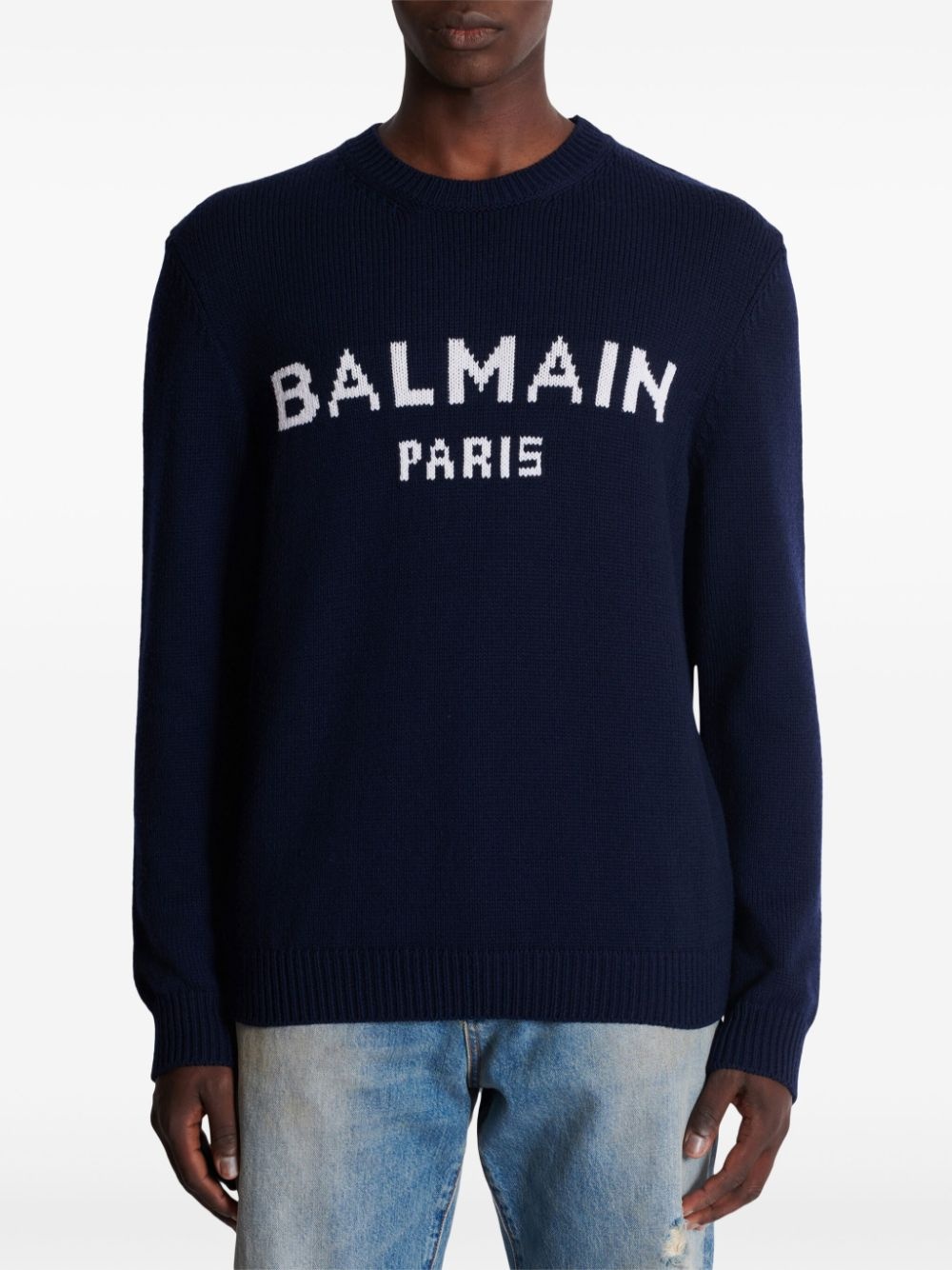 intarsia-logo sweater - 5