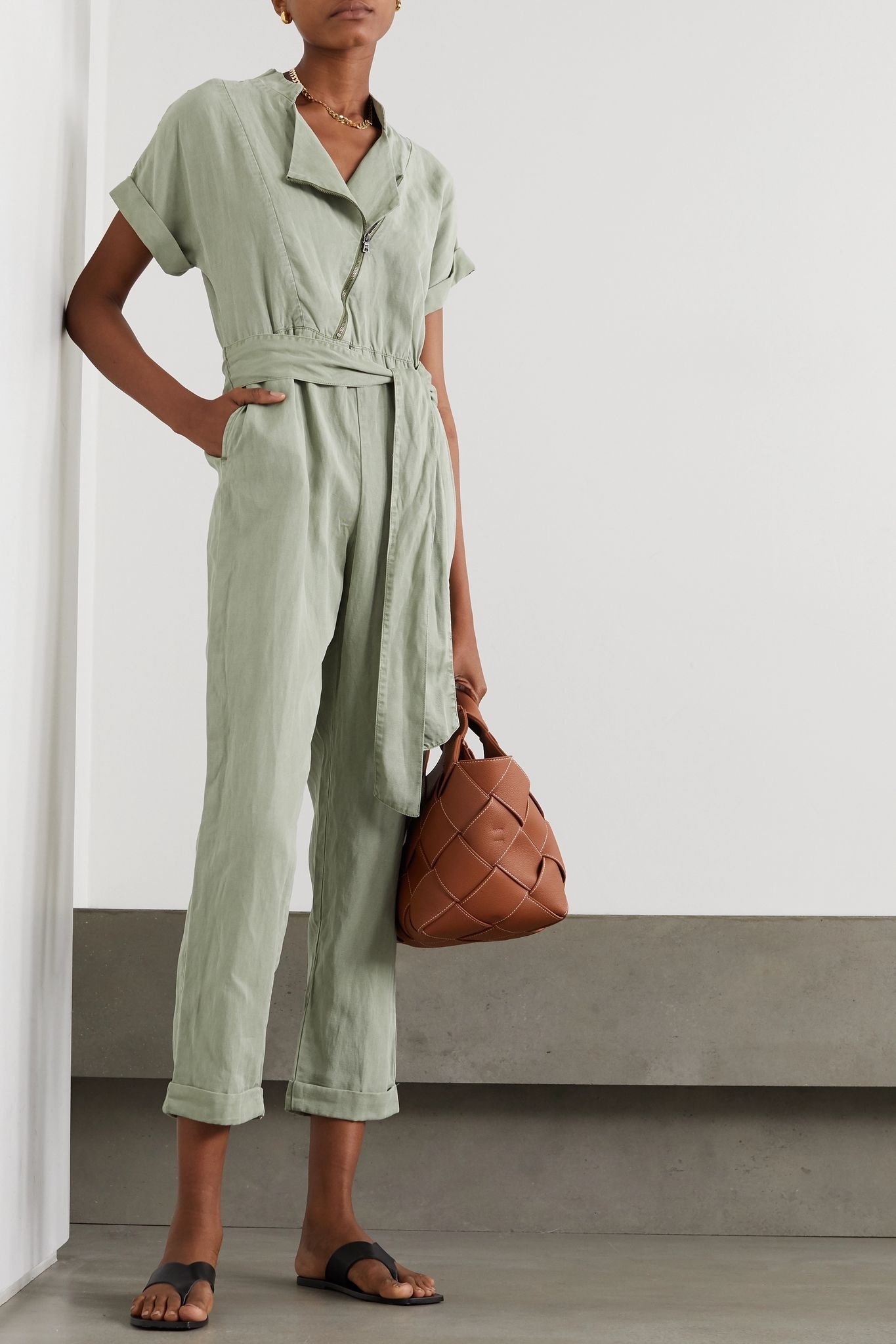 Leonarda belted Lyocell-blend twill jumpsuit - 2