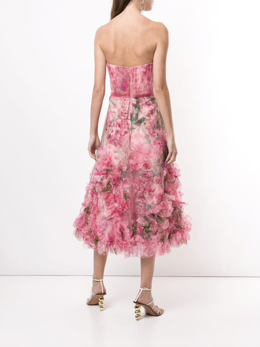 FLORAL PRINT RUFFLED TRIM GOWN - 3