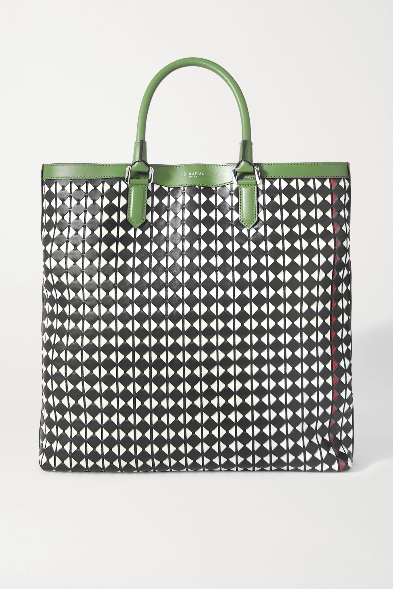 Vertical medium woven leather tote - 1