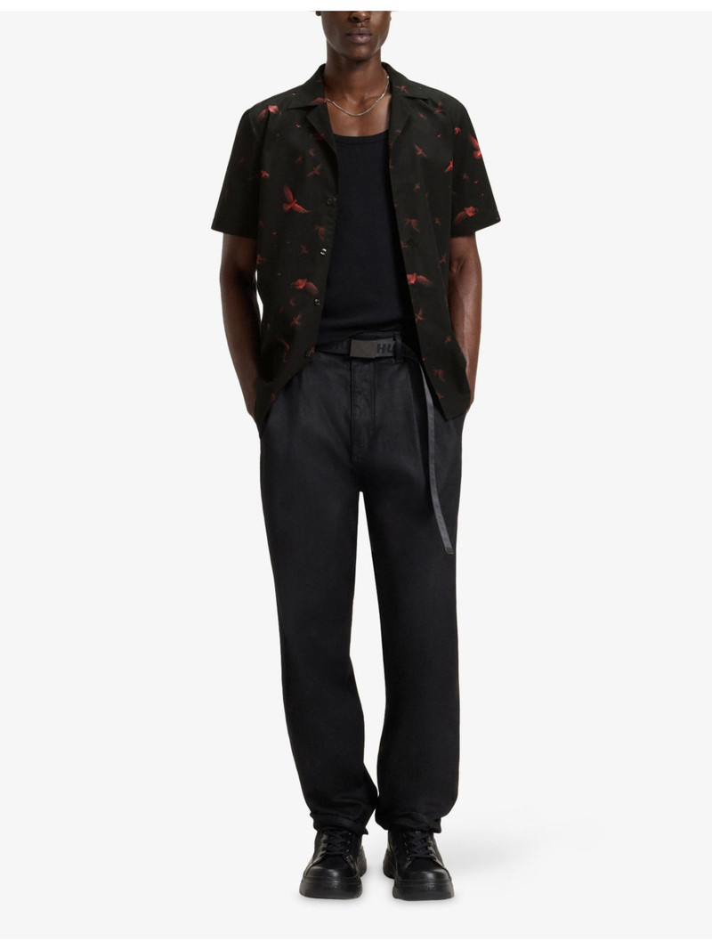 HUGO Bird-Print Short-Sleeve Cotton Shirt outlook