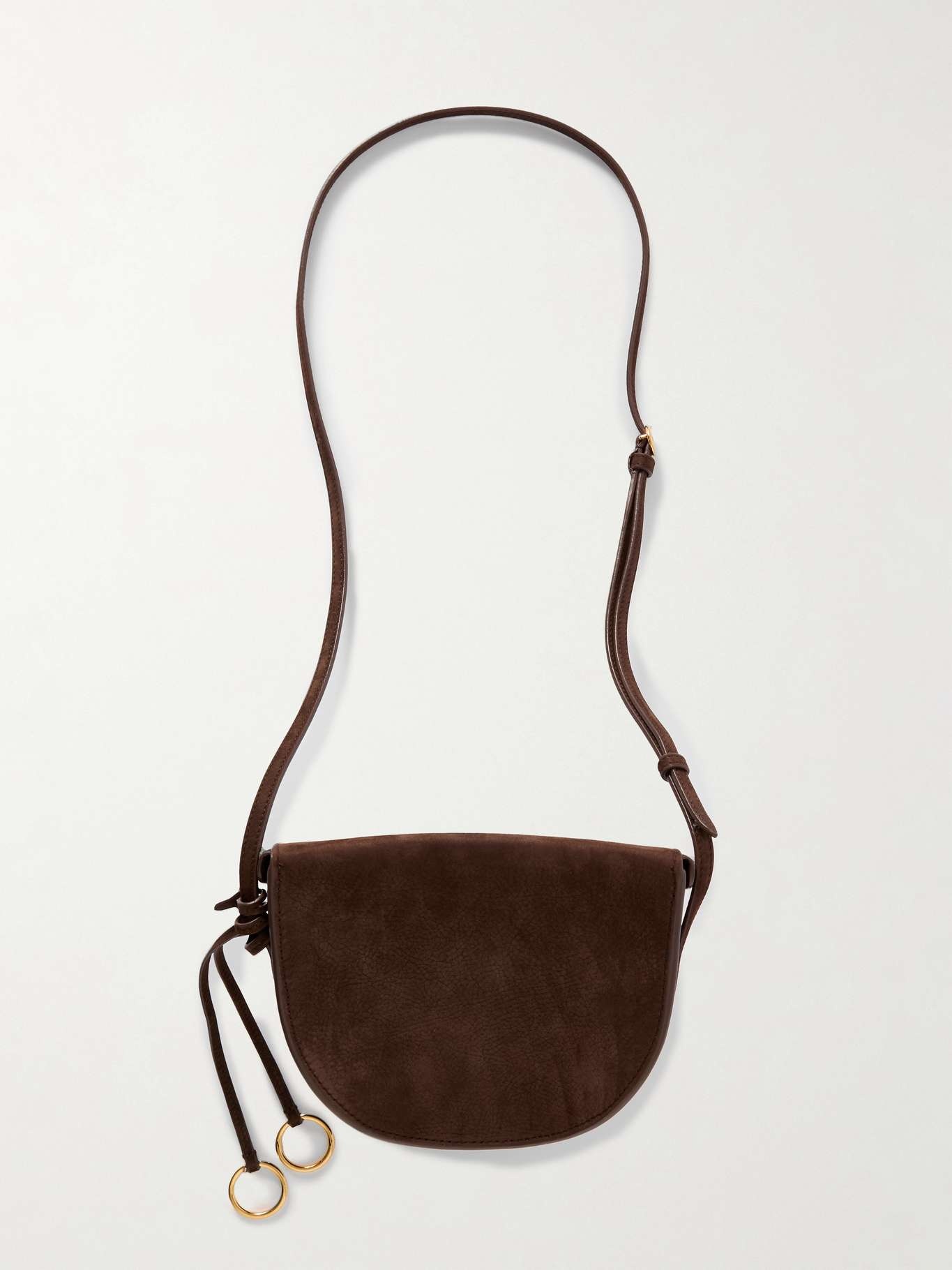 Le Click leather-trimmed nubuck shoulder bag Brown - 3