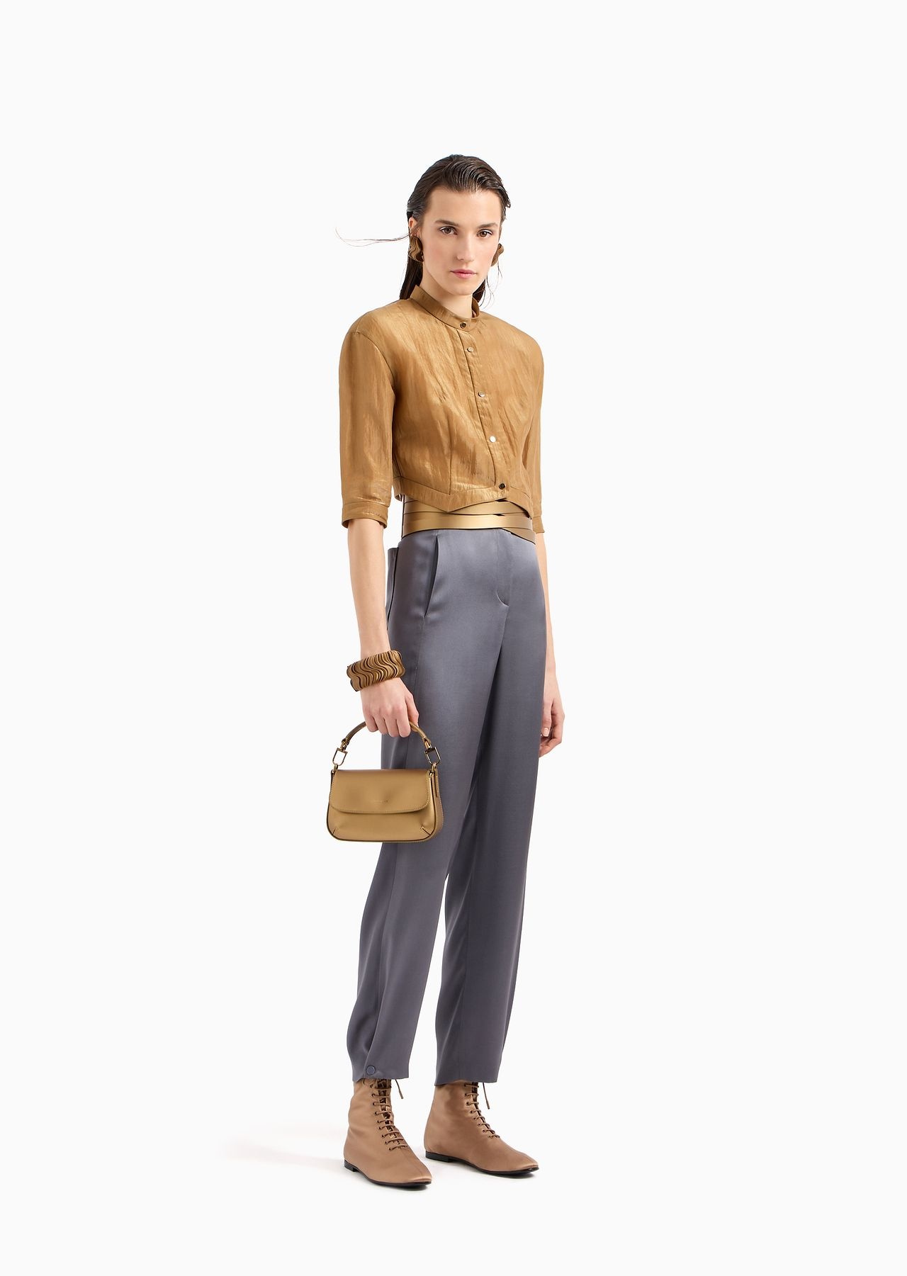 Mini la Prima lamé-leather handbag - 6