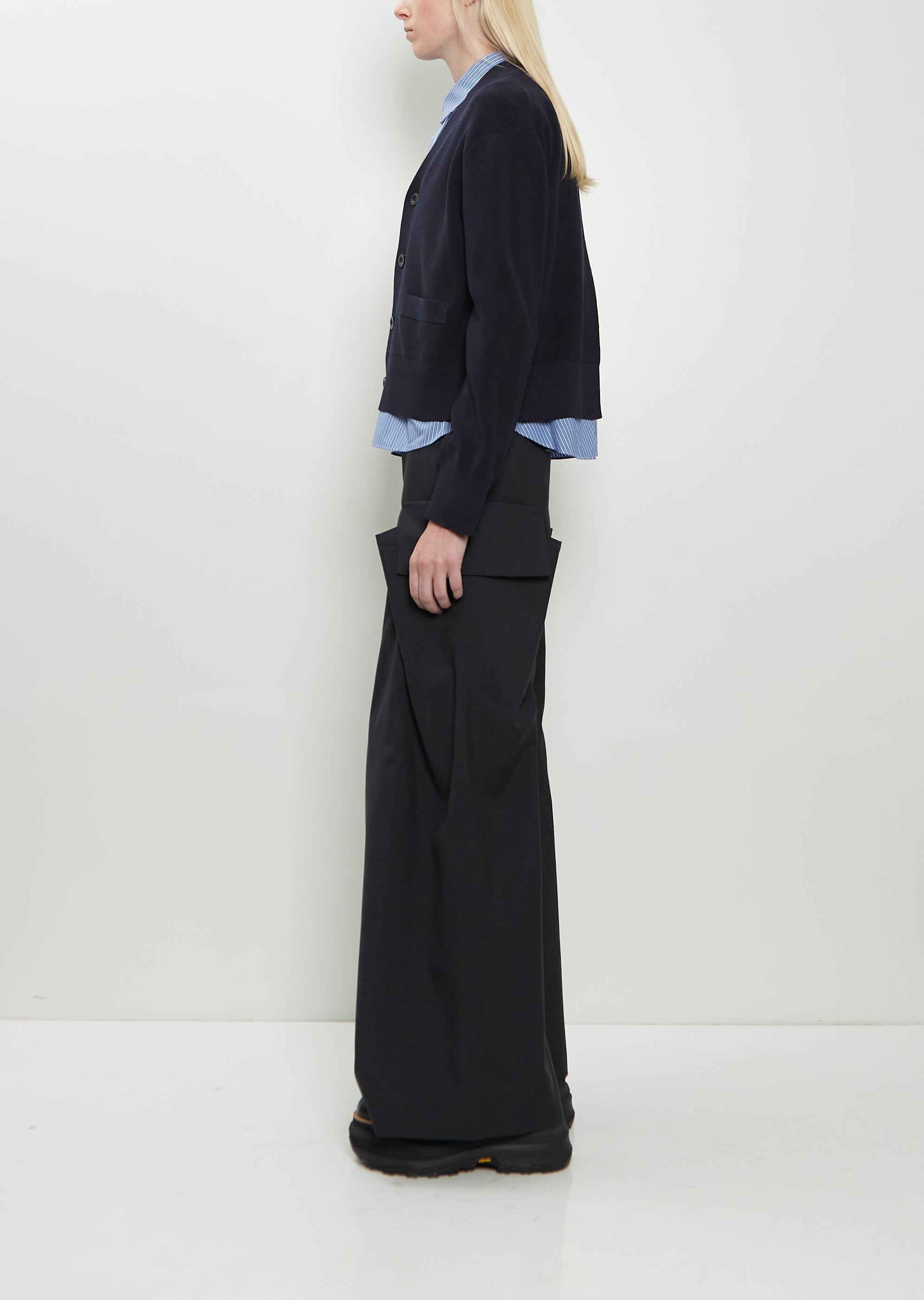 Poplin x Cotton Knit Cardigan - 2
