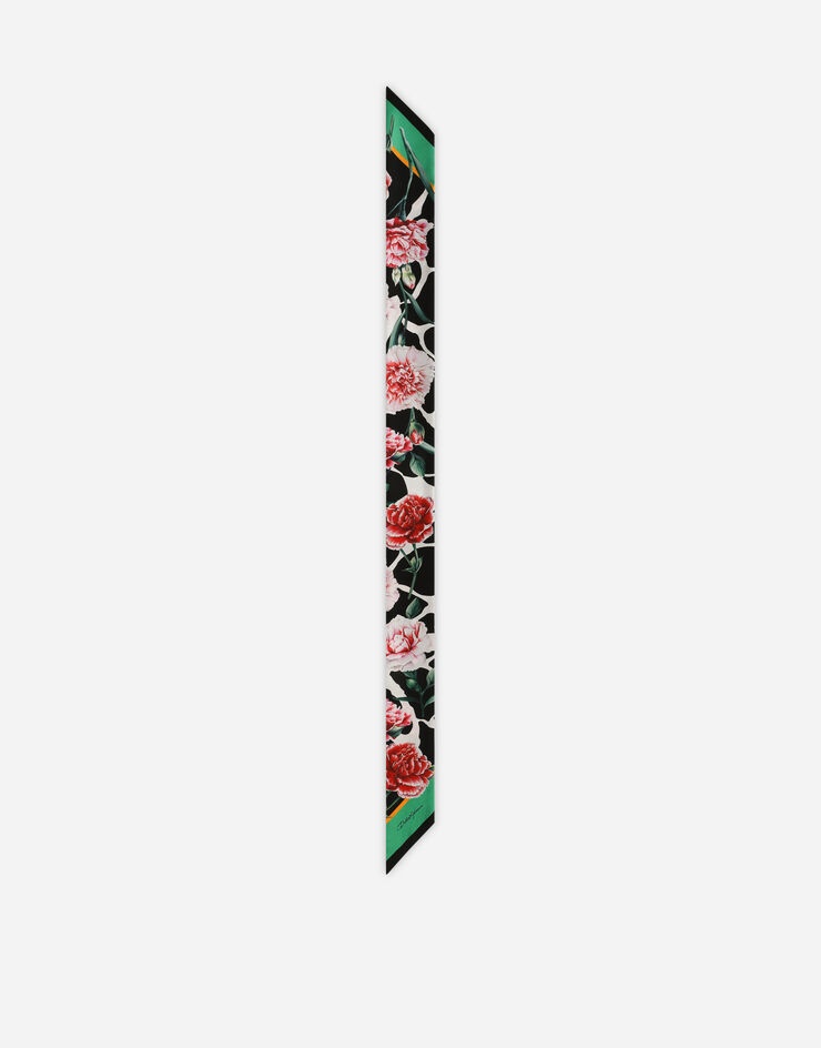 Carnation-print twill headscarf - 4